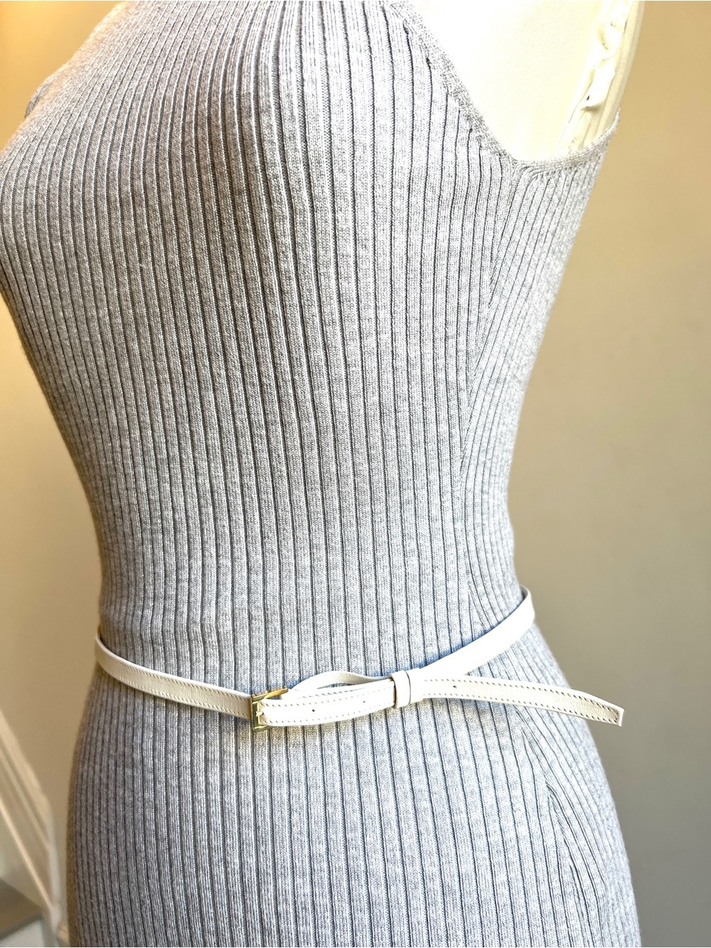 Belt leather Elie Sabb white gold thin classic